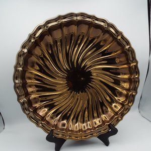 Vintage Gorham Brass Swirl Platter Bowl 11 in. BR3 Ornate Home Decoration